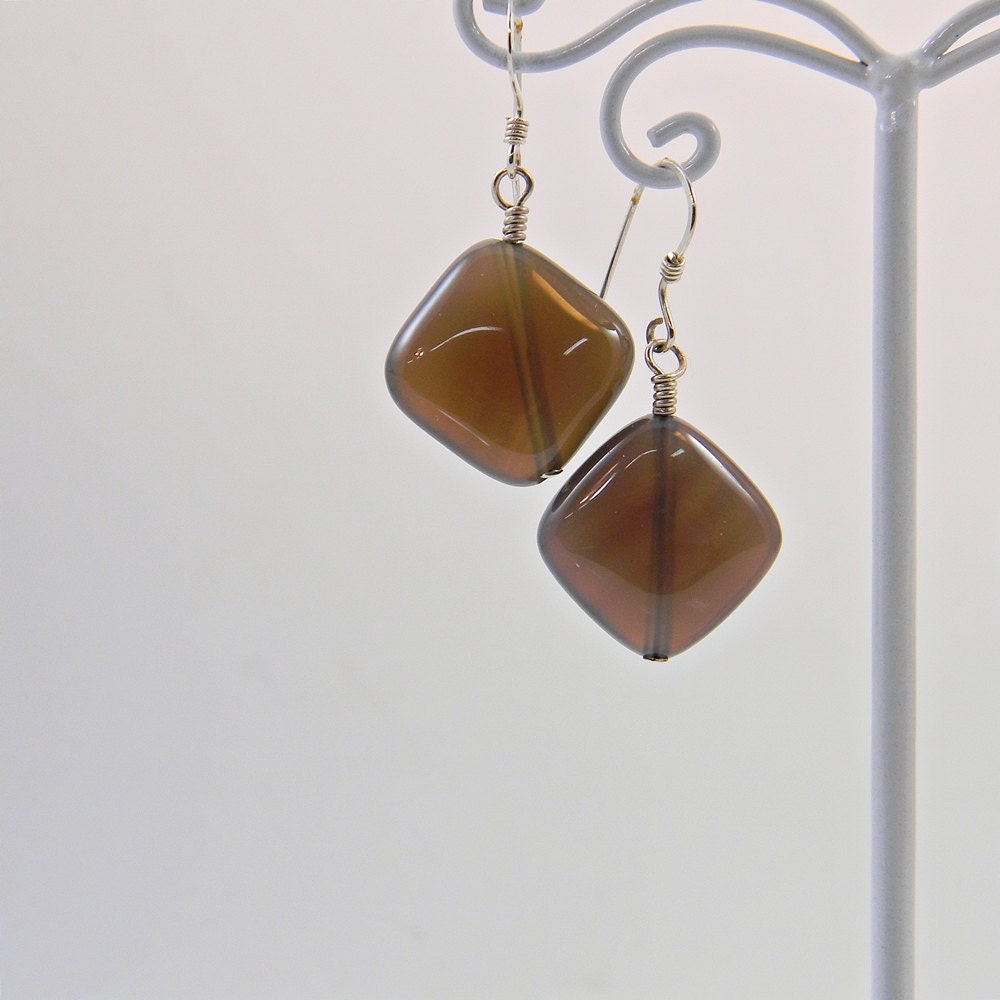 Grey Agate Dangle Short Earrings - Gemstone - Anniversary - Birthstone - Gift