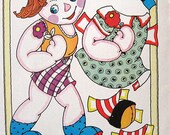 1935 Vintage Paper Toy Double Sheet by Fern Bisel Peat, Paper Doll, Snowman Toy