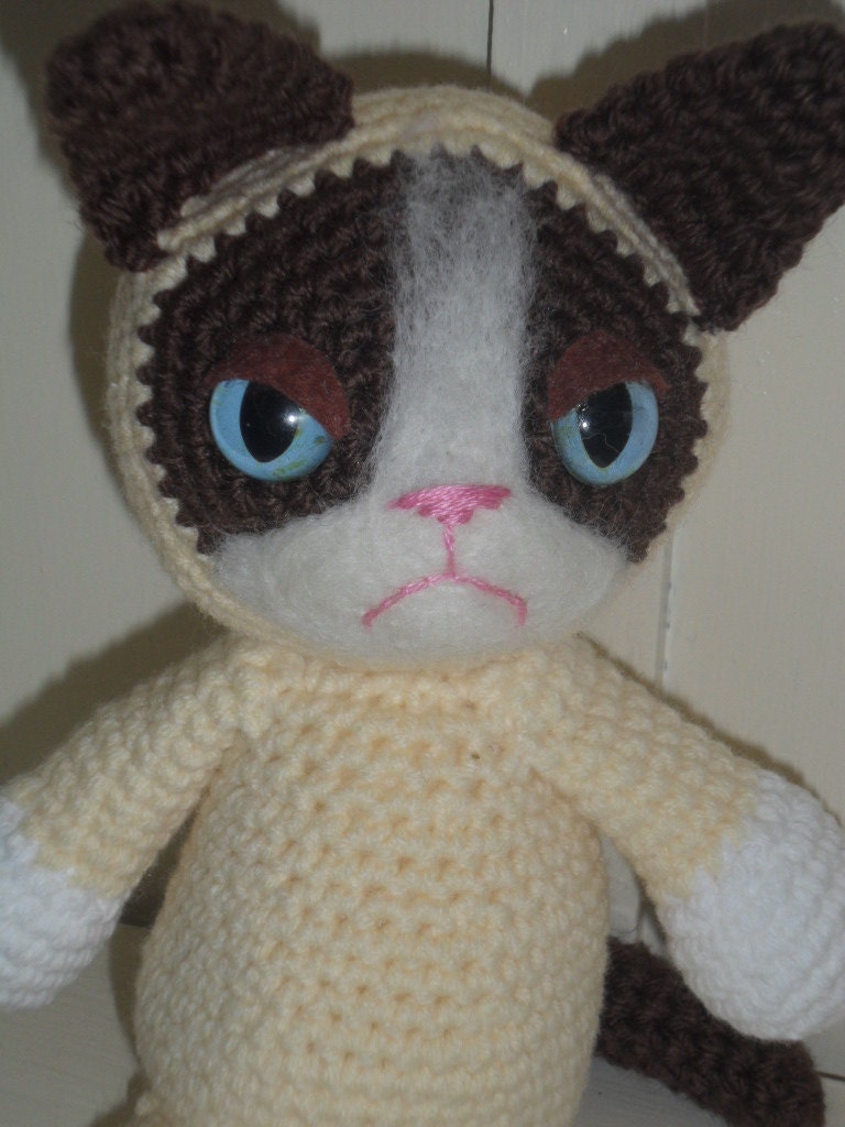 Grumpy Cat Meme crochet plush toy handmade kitty doll PLEASE READ CAREFULLY