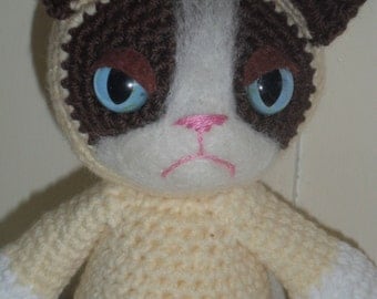 Grumpy Cat Meme crochet plush toy handmade kitty doll PLEASE READ CAREFULLY