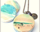 Locket, surfer locket, magnetic, beach photography, ocean wave, lifeguard gift, beach lovers, California, jewelry by Polarity, Myan Soffia