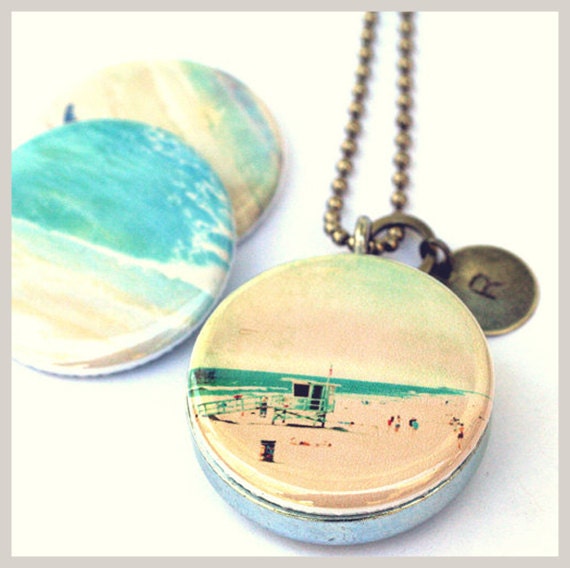 Locket, surfer locket, magnetic, beach photography, ocean wave, lifeguard gift, beach lovers, California, jewelry by Polarity, Myan Soffia
