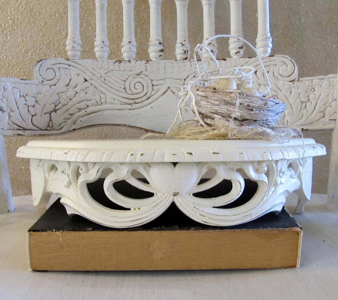 Sweet and Shabby Distressed White Vintage Homco Shelf Home Decor Cottage, Farmhouse, Beach House