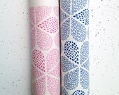 Hand Printed Fabric Metre of Royal Blue Rain Flowers Hemp Organic Cotton