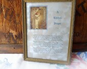 Vintage Kitchen Prayer Early 1900's Framed Christian Religion Picture Cooking