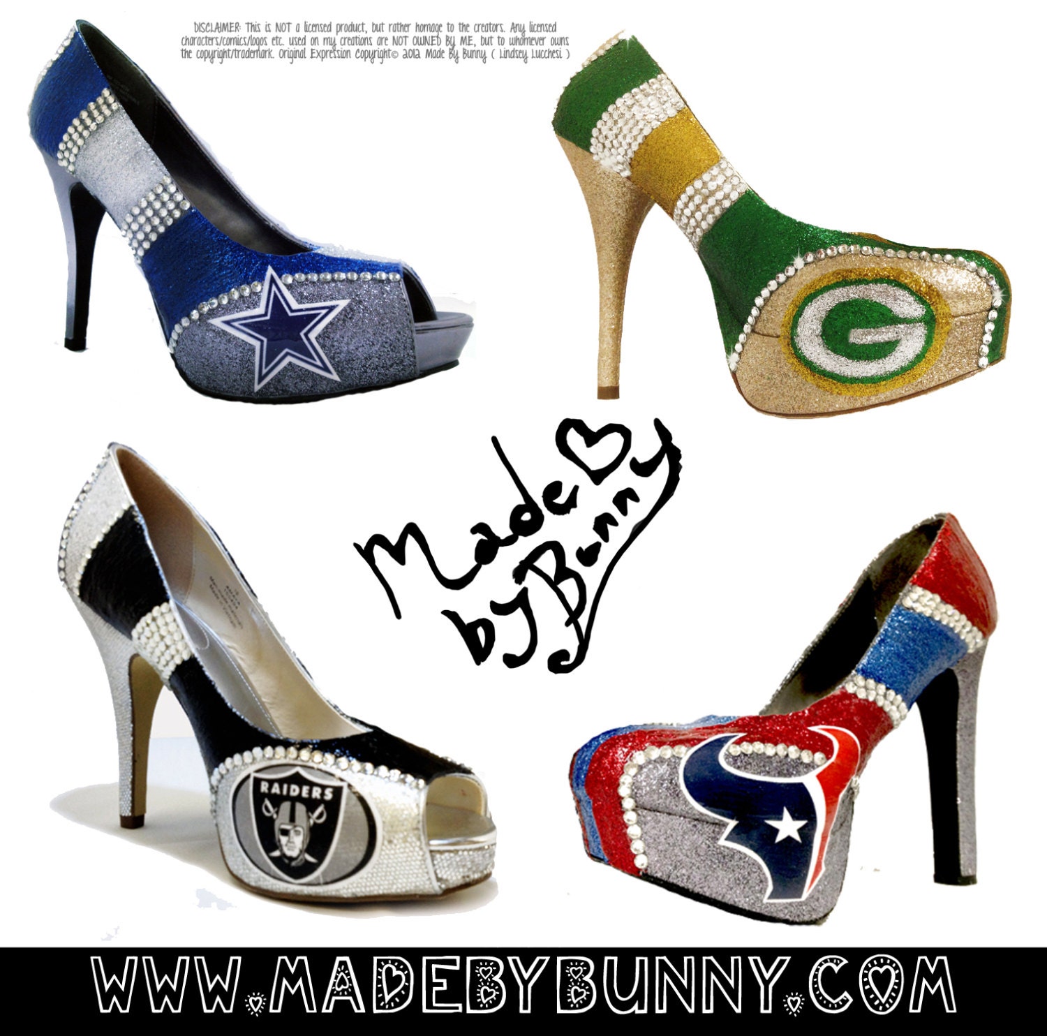 Sports Team Heels with Crystal Rhinestones and Glitter - Custom Stiletto / Pumps -  nfl /  nhl / mlb / nbl