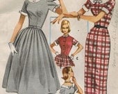 1950s McCall's 4241 Vintage Sewing Pattern Teen's Accessory Dress, Weskit, Detachable Collar and Cuffs Size 12 Bust 32