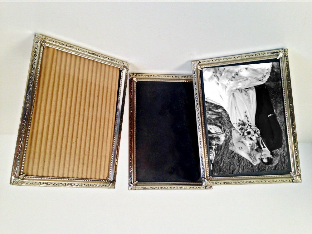 vintage Hollywood Regency style brass photo frames - set of 3