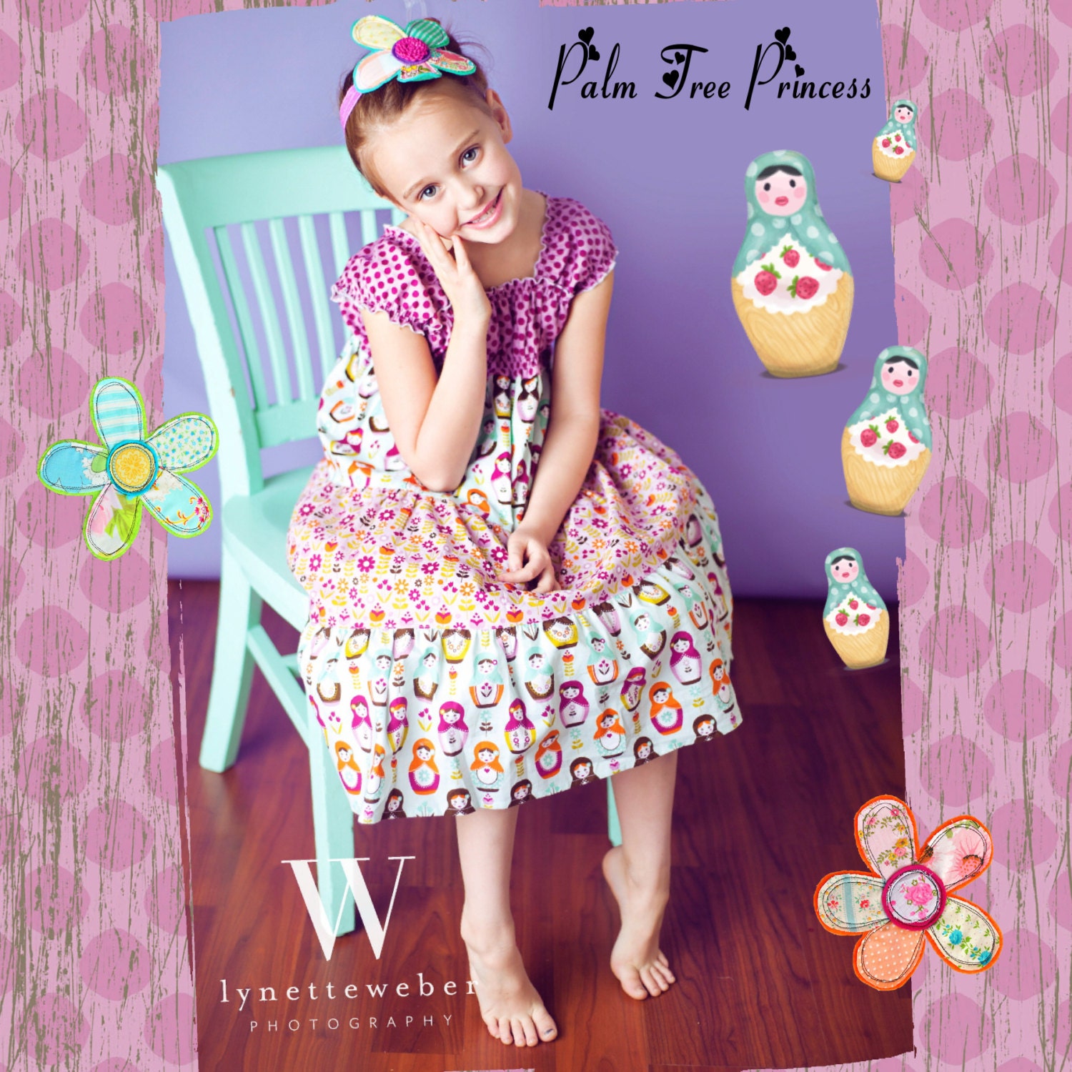 Girls Purple Dress - Boutique Dress - Matryoshka Dress