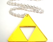 Zelda Triforce Gold Geek Necklace, Retro Video Game Jewelry, Link Ocarina of Time Costume, Cosplay Accessory