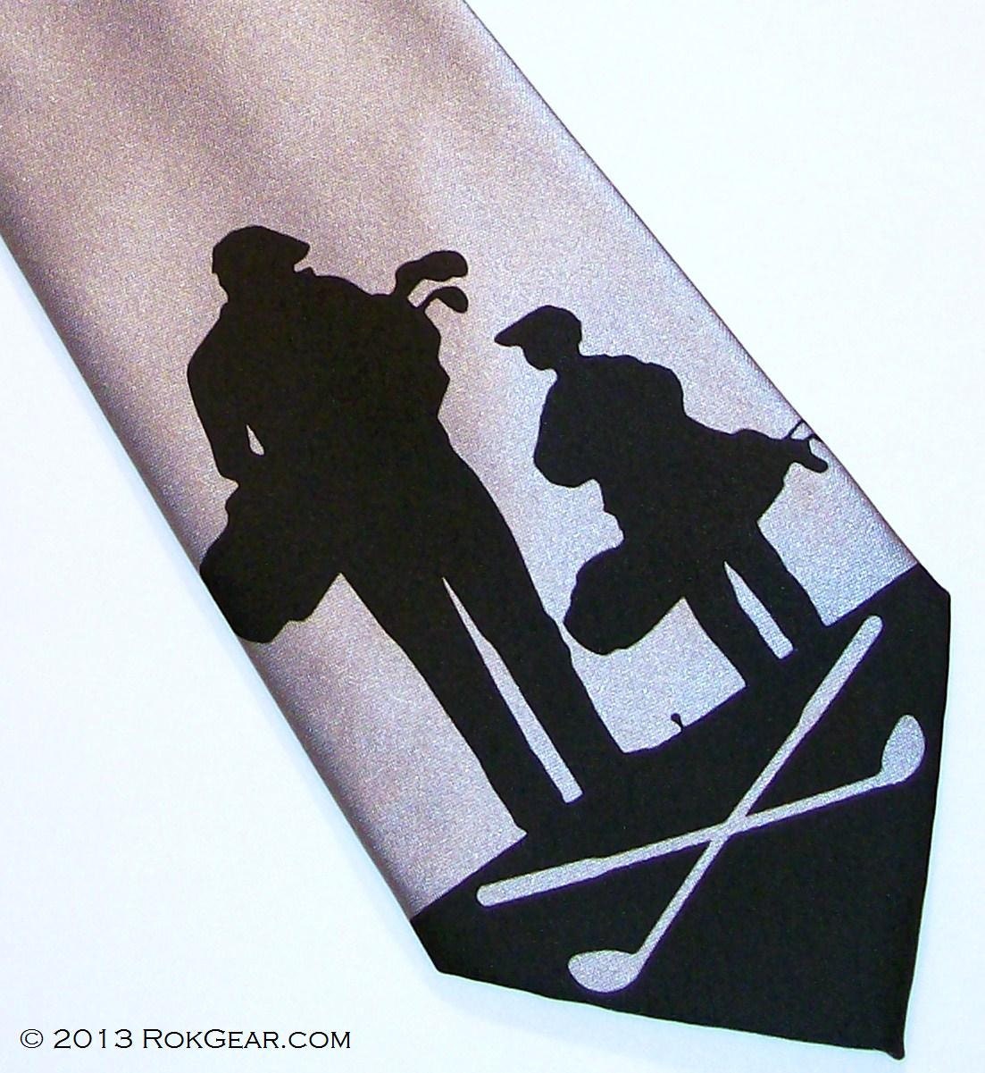 Mens Golf necktie silver and black, father son