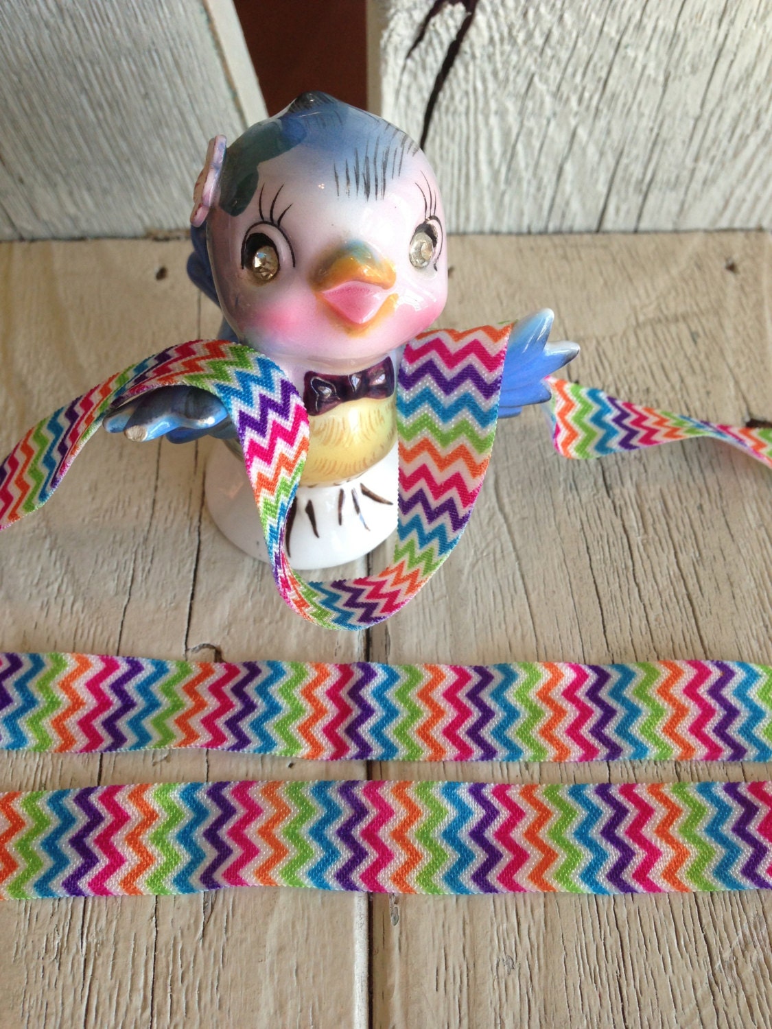Elastic-CHEVRON RAINBOW Print- 5/8 inches  5 yards