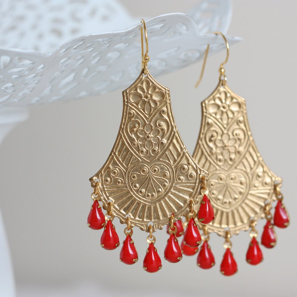 Bohemian Bombshell Earrings (Red)