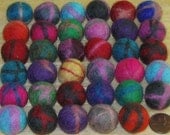 35 Felted Wool Beads, 2 cm, Marbled Colors, Fair Trade