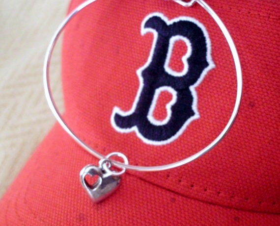 Double Heart Charm Bangle Bracelet