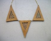 Cut out Triangle Leather and Sequin Necklace