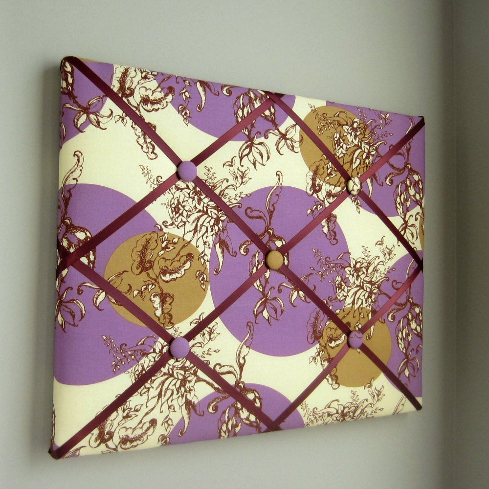 16x20 French Memory Board or Bow Holder Cream Brown Purple Treetop Fancy