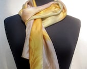Joyflower Champagne Hand Painted Silk Jacquard Scarf