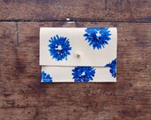 Blue Chrysanthemum Leather Cardholder