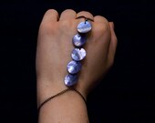 mermaid scale hand chain // semi iridescent purple shell beads on gunmetal toned chain