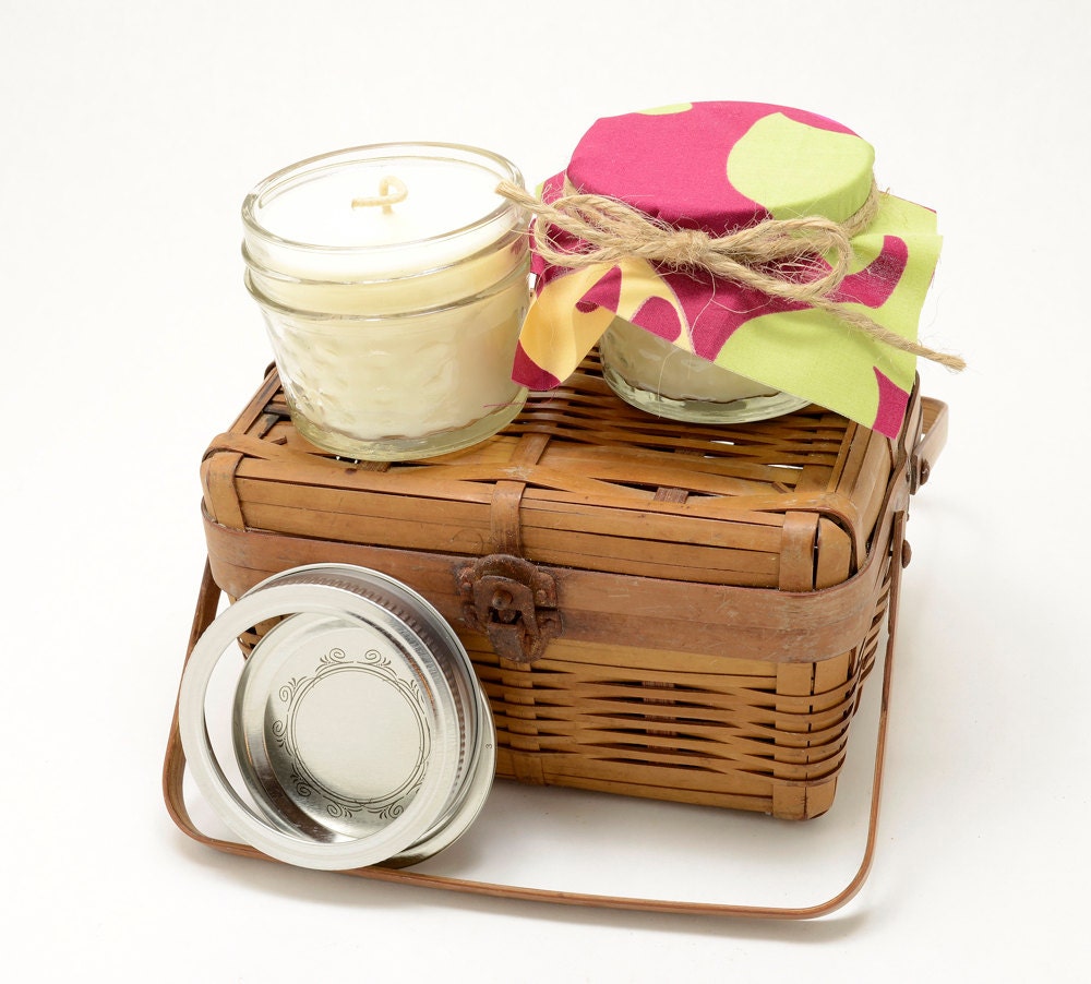 Soy Container Candle Country Soy Candle Soy Wax Candle Hand Poured Soy Candles 4 oz Jelly Jar Country Candles Rustic Shabby Chic Pure Soy
