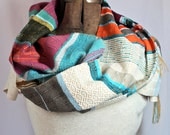 Lloyd - Handwoven Summer Scarf in Teal, Grayed Jade and Poppy