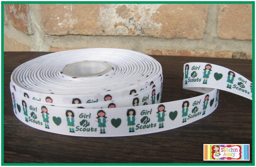 5 Yards 7/8" GIRL SCOUTS Grosgrain Ribbon New Bows, Crafts, Boutique Clothing