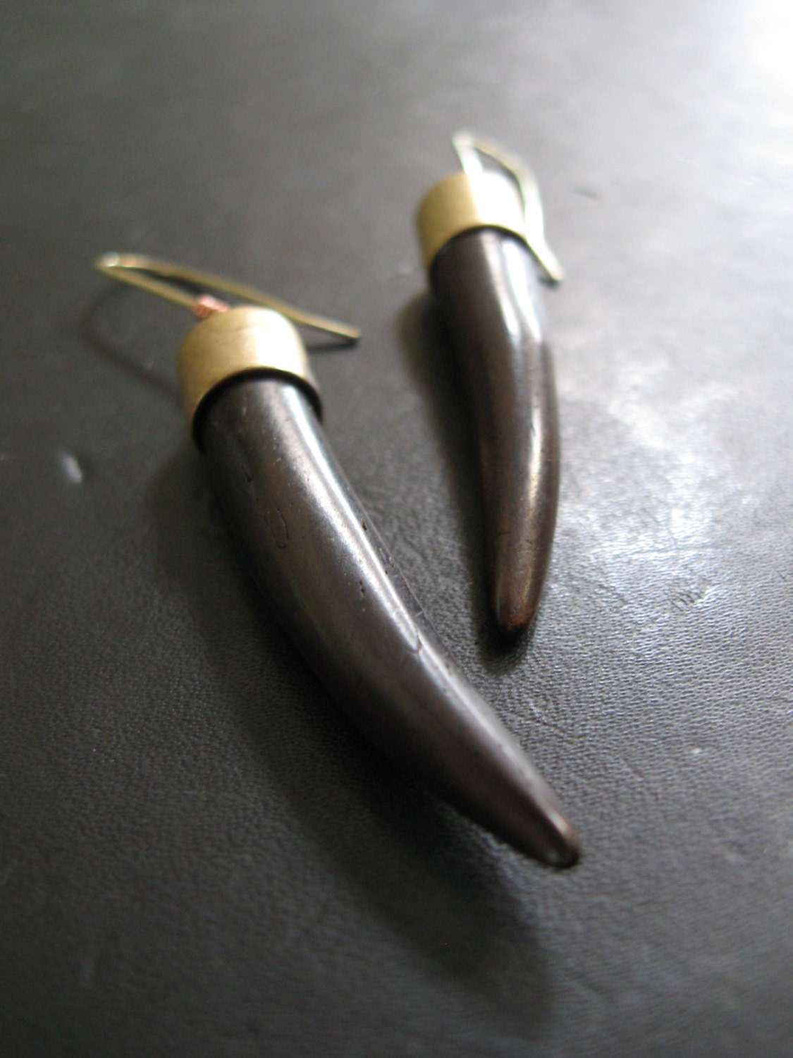 Maul - Black Carved Bone Tooth Earrings - Spike Earrings