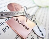 Mixed Shape Stamped Custom Name Mother Mommy Necklace - Four Tags, Square, Oval, Rectangle, Circle