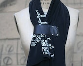 Studio SALE Black Silk Scarf/ Women's Black Scarves/ Leather Scarves/Black Spring Scarves/Silk Scarves