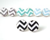 BLack Chevron Earrings - Geometric Jewelry - Wood Earrings - Made to Order - Gift Under 10 - Black Stud Earrings - Zig Zag - Modern Jewelry
