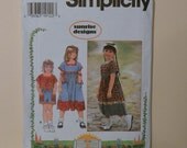 Pullover Dress Short Set and Visor Girls Size 2- 3- 4 UNCUT Simplicity Sunrise Design 7212 Sewing Pattern