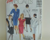 Women's V Neck Button Front Dress Size 12 UNCUT Vintage McCall's Sewing Pattern