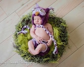 Baby Girls Owl Hat and Diaper Cover clothes Newborn 0 3m 6m Fuzzy Purple Crochet Sale Photo Prop Girls  Clothes Super Soft SWEET