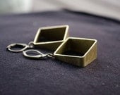 Geometric Earrings - Gold Tapered Squares -Tribal - Art Deco - Raw Brass Gold Tone - Modern Sleek- Gift for Her - Geometrical - Nickel Free
