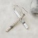 Stick sterling silver earrings - hammered and wire wrapped