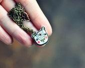 bear necklace - plastic charm handpainted made to order