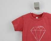diamond toddler tshirt organic cotton screen printed 2T 4T 6T pink with white ink