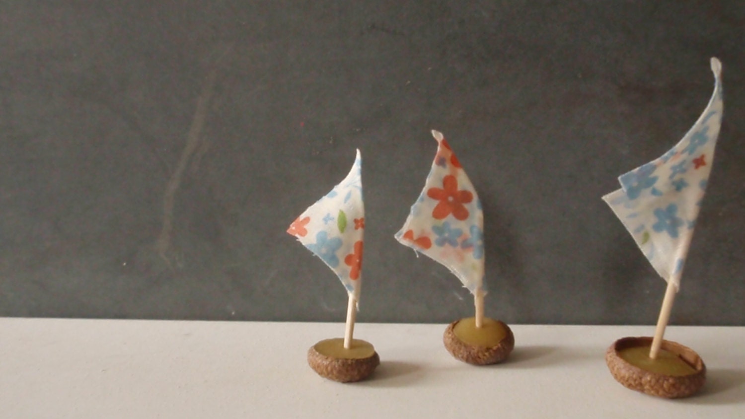 little sails - acorn boat favors (set of 6)  birthday cake topper / wedding & party favor