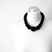 black bold crochet long funky beaded neckace - handmade round bead necklace, geometric, beads in different size, gothic style