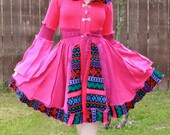 Recycled Sweater Coat with a Medieval Liripipe Hood and Bell Sleeves by SnugglePants- READY TO SHIP