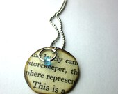 Book page necklace, literary necklace, Book page pendant