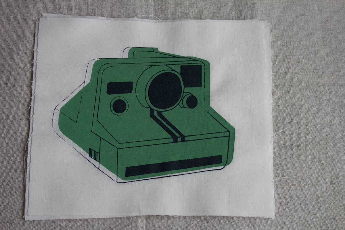 Polaroid Camera Fabric Panel Hand Screen Printed
