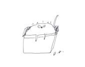 Box Cat- Fine Art Print- Ink Drawing- Up Early
