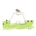 Spring Cat- Garden Green- Robin- Cat Drawing