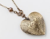 Handmade Jewelry Heart Locket Necklace gold filigree flower bird charm smokey topaz opal crystal Neo Victorian pendant Valentines Gift 1113
