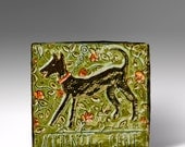 Attenti Al Carne - Slip Decorated Ceramic Picture Tile.