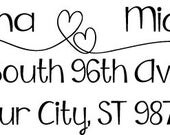 Heart Strings - Traditional wooden handle rubber address stamp