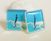Surfer cufflinks-  for surfing fiance, father, husband, best man from original surf art by Cathie Carlson