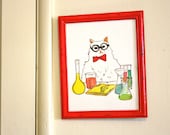 CHEMISTRY CAT- Original Framed Painting